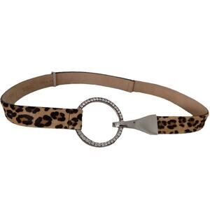 WCM New York pony hair leather belt rhinestone buckle size Medium Made in Italy